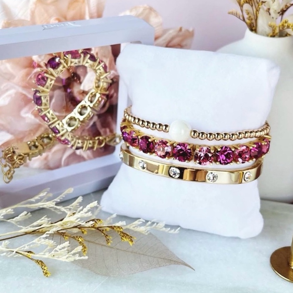 Park Lane Gold-Tone Bracelet with Pink Crystals - Picture 2 of 6